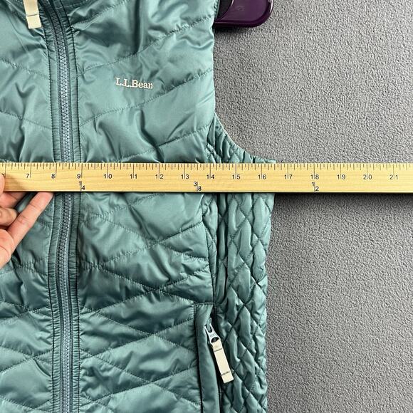 LL Bean Vest Womens Small Teal Fleece Lined Primaloft Quilted Full Zip Outdoor - Picture 7 of 8